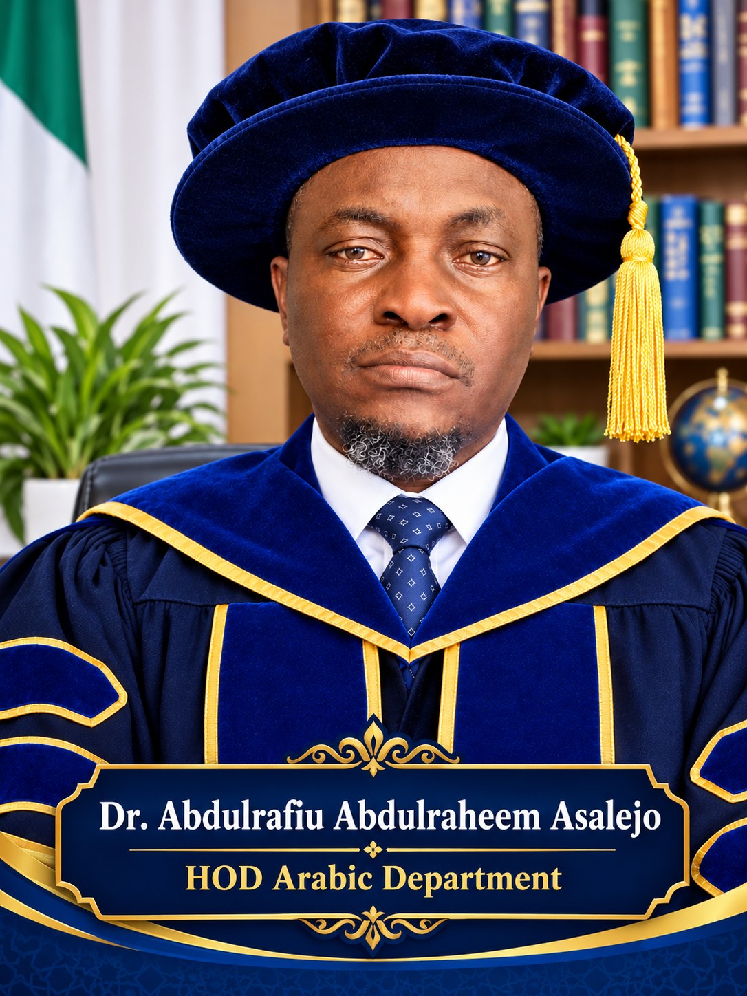 Dr. Abdulrafiu Abdulraheem Asalejo, Chief Executive Officer of ALMUDEEF TV, wearing academic regalia